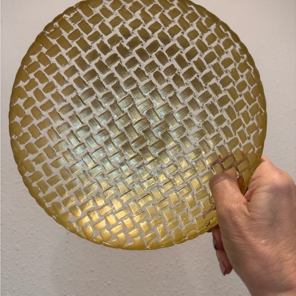 Vietri Tufolo Gold Basketweave Textured Decorative Bowl 8 1/2” - Picture 3 of 6